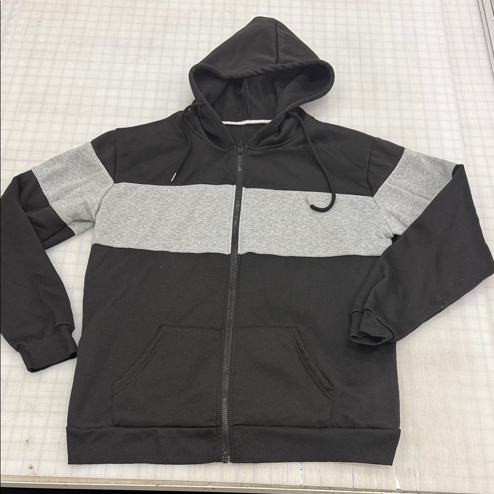 Black & Gray Zip-Up Hoodie Size large men’s